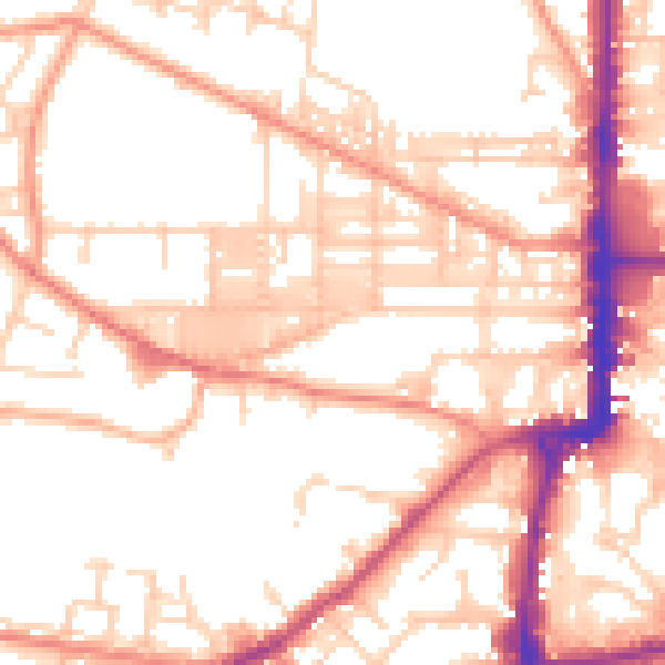 Daytime road noise heatmap for BD21 2QW