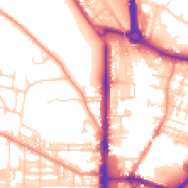 Daytime road noise heatmap for BD21 2ST