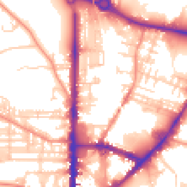Daytime road noise heatmap for BD21 3AS