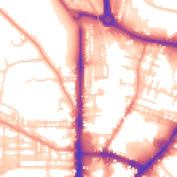 Daytime road noise heatmap for BD21 3BD