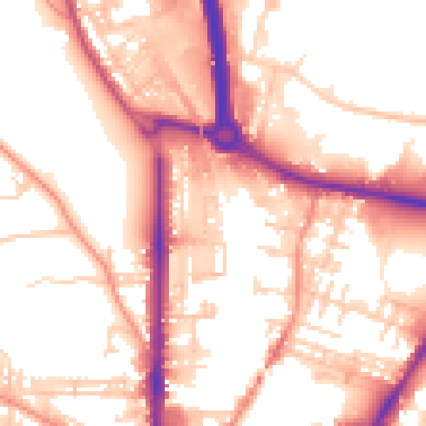 Daytime road noise heatmap for BD21 3BN