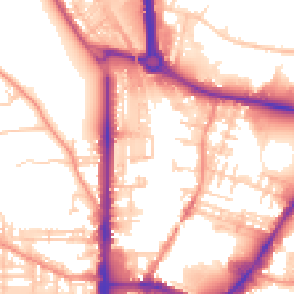 Daytime road noise heatmap for BD21 3BP