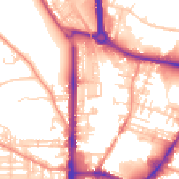 Daytime road noise heatmap for BD21 3BS