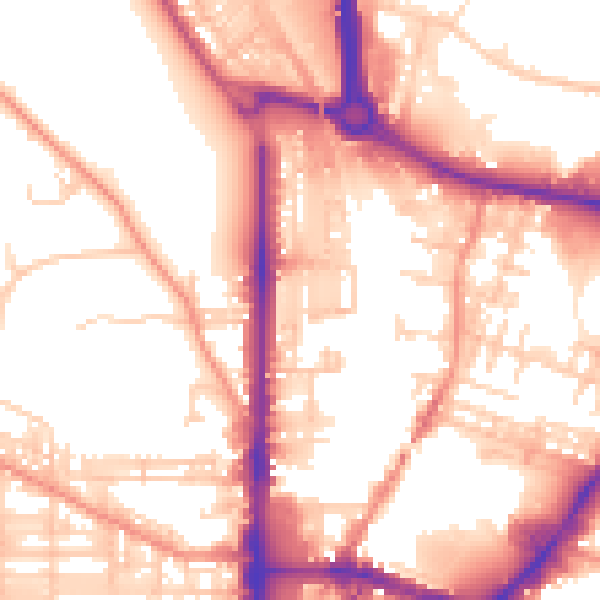 Daytime road noise heatmap for BD21 3BT