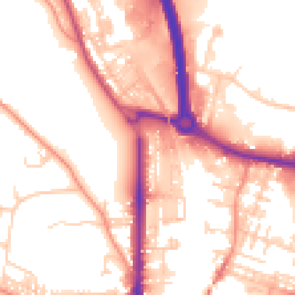 Daytime road noise heatmap for BD21 3BU