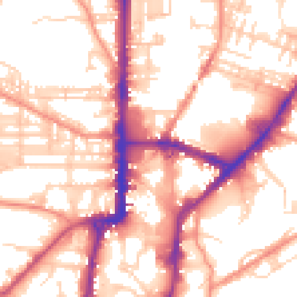 Daytime road noise heatmap for BD21 3DG