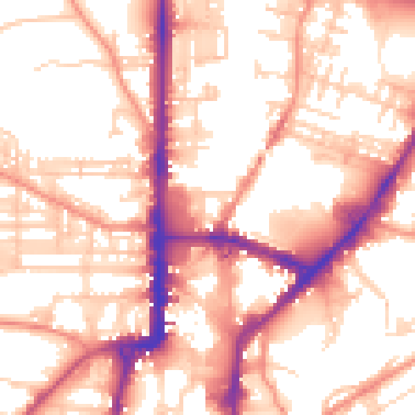 Daytime road noise heatmap for BD21 3DP