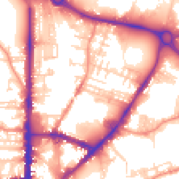 Daytime road noise heatmap for BD21 3EB