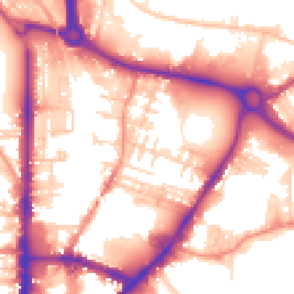 Daytime road noise heatmap for BD21 3ES