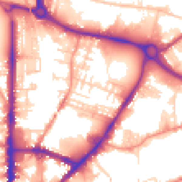 Daytime road noise heatmap for BD21 3EW