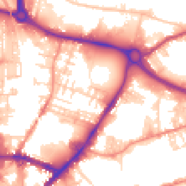 Daytime road noise heatmap for BD21 3HE