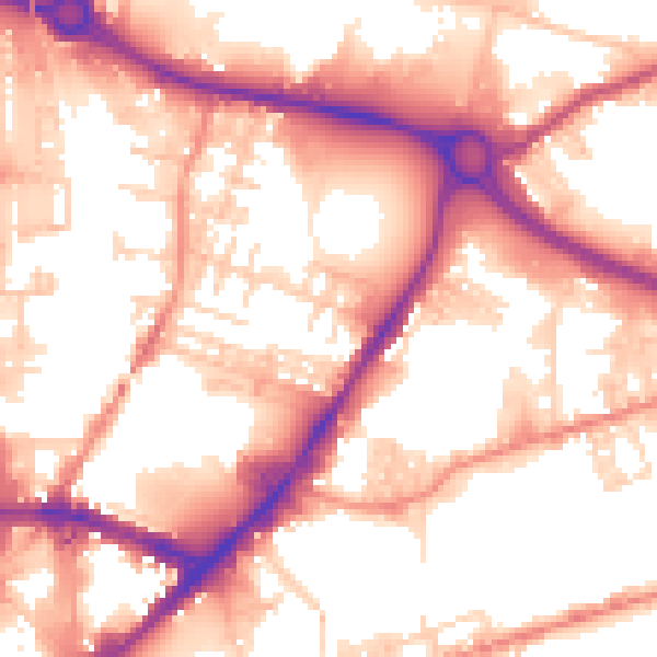 Daytime road noise heatmap for BD21 3HH