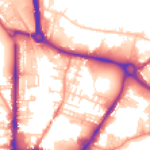 Daytime road noise heatmap for BD21 3JP