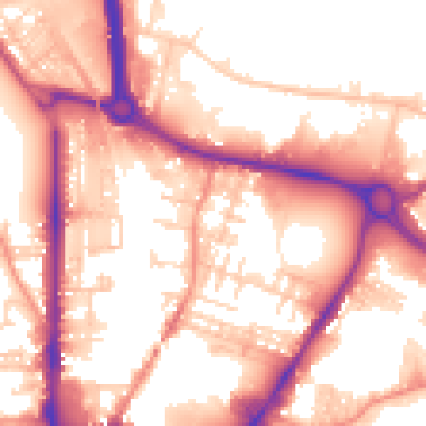 Daytime road noise heatmap for BD21 3JS