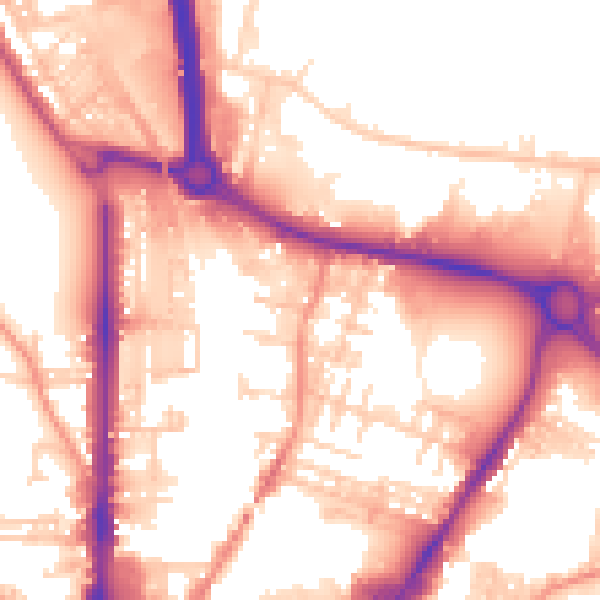 Daytime road noise heatmap for BD21 3LJ
