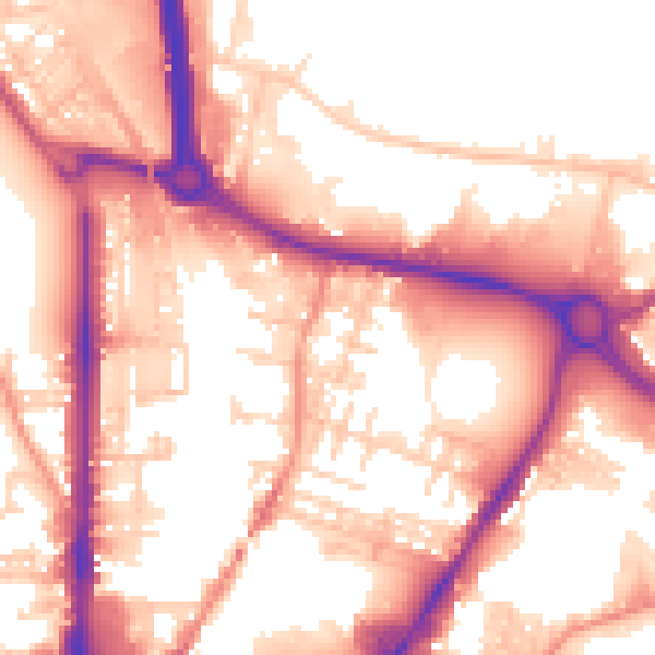 Daytime road noise heatmap for BD21 3LL