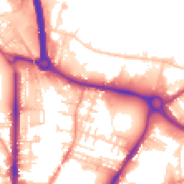 Daytime road noise heatmap for BD21 3LY