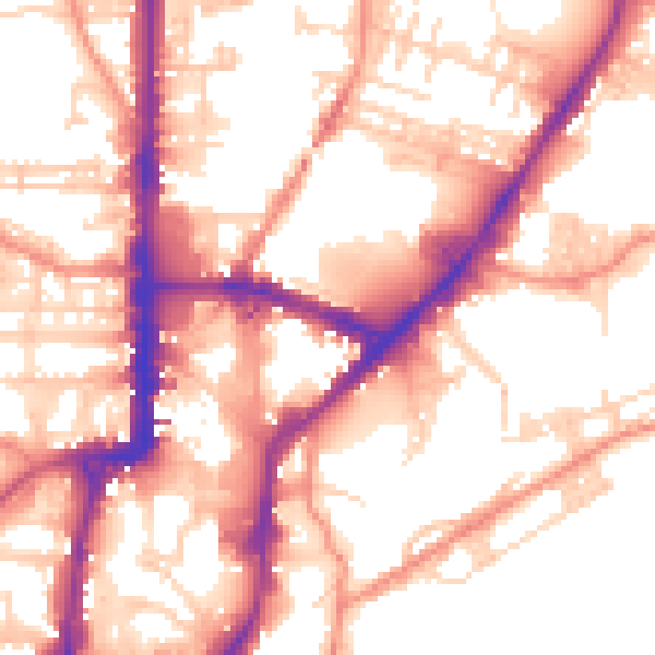 Daytime road noise heatmap for BD21 3RB