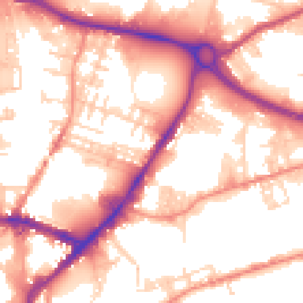Daytime road noise heatmap for BD21 3TA
