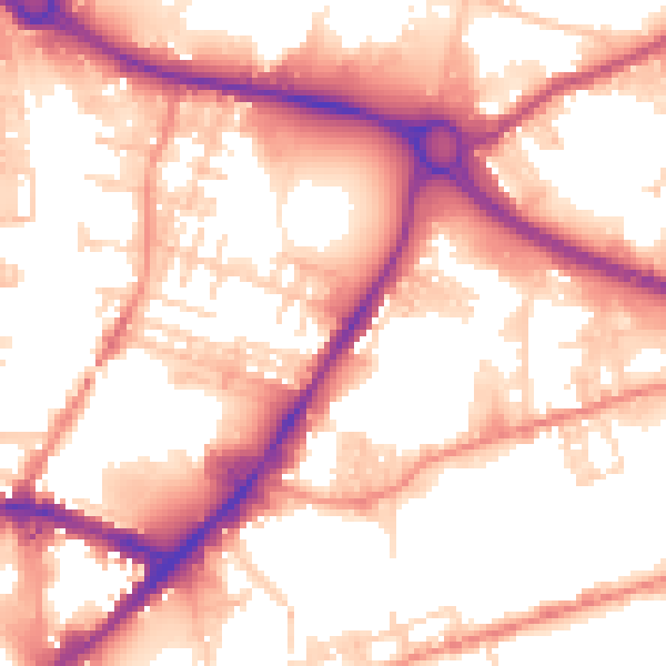 Daytime road noise heatmap for BD21 4AE