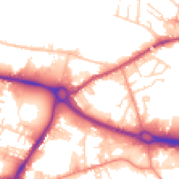 Daytime road noise heatmap for BD21 4AR