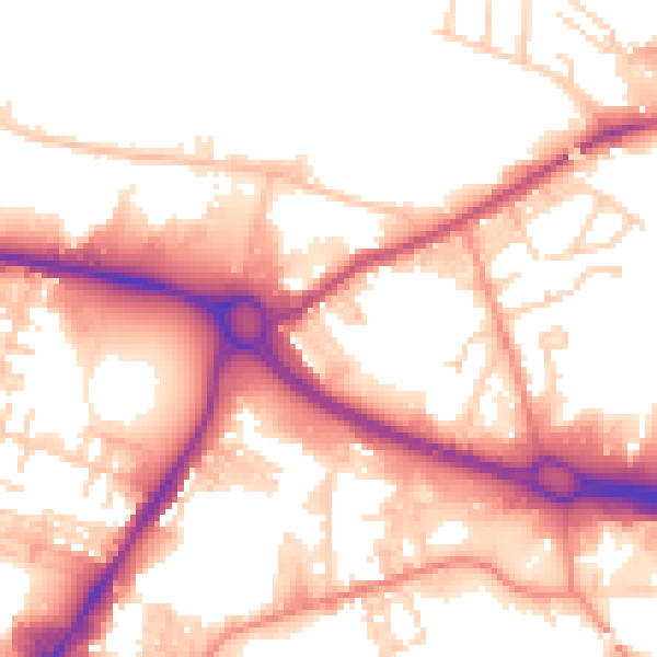 Daytime road noise heatmap for BD21 4AT