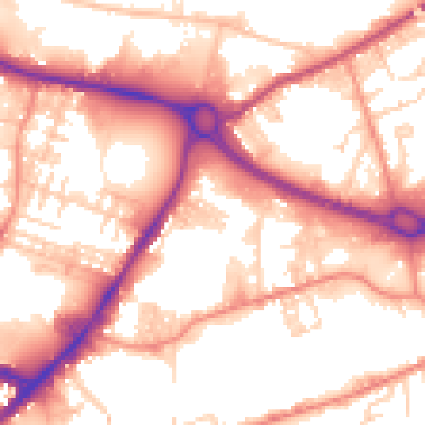 Daytime road noise heatmap for BD21 4BG
