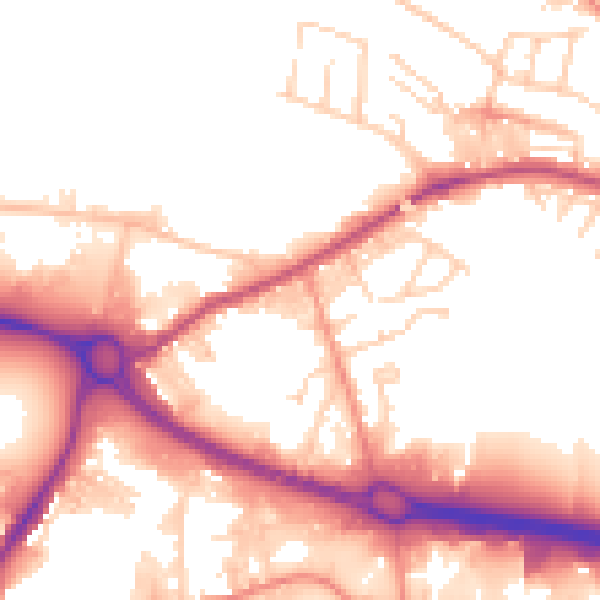 Daytime road noise heatmap for BD21 4DF
