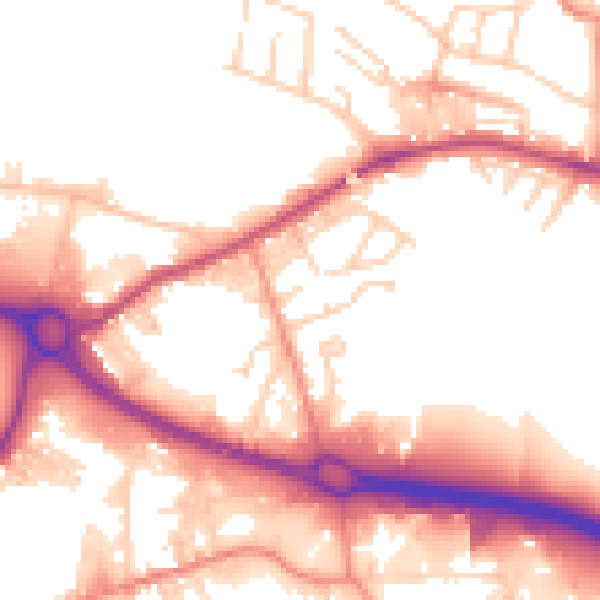 Daytime road noise heatmap for BD21 4DS