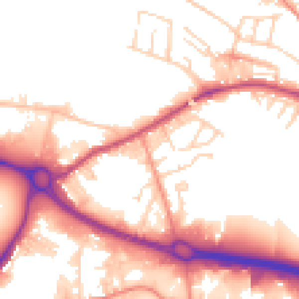 Daytime road noise heatmap for BD21 4DX