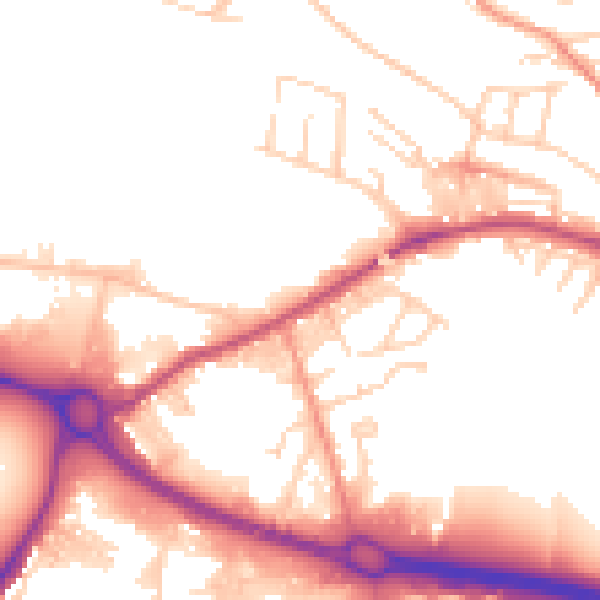 Daytime road noise heatmap for BD21 4EB