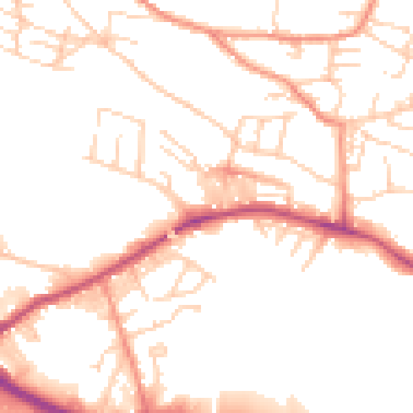 Daytime road noise heatmap for BD21 4ES