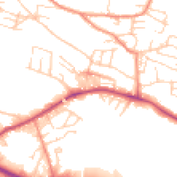 Daytime road noise heatmap for BD21 4ET