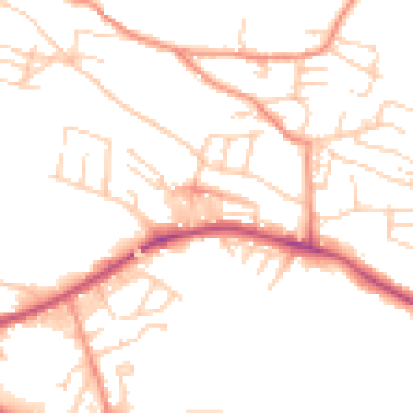 Daytime road noise heatmap for BD21 4EU