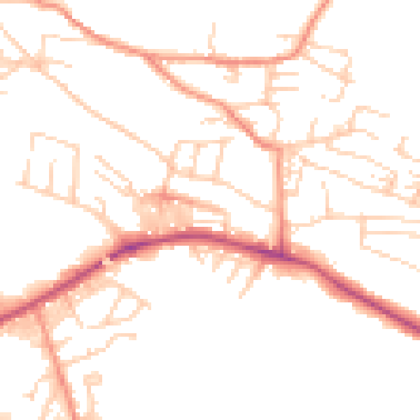 Daytime road noise heatmap for BD21 4EX