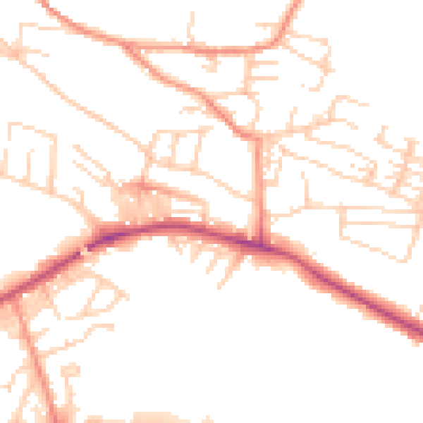 Daytime road noise heatmap for BD21 4EY