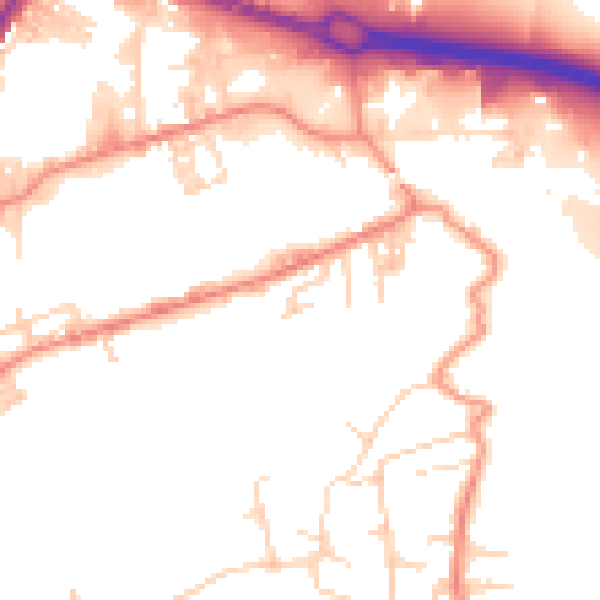 Daytime road noise heatmap for BD21 4FB