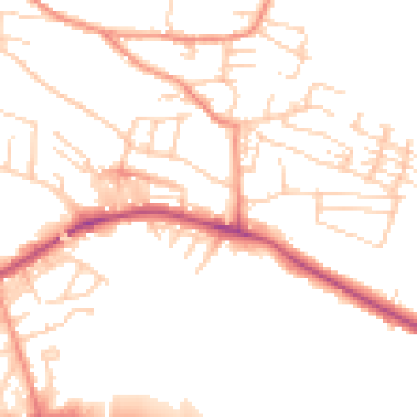 Daytime road noise heatmap for BD21 4HB