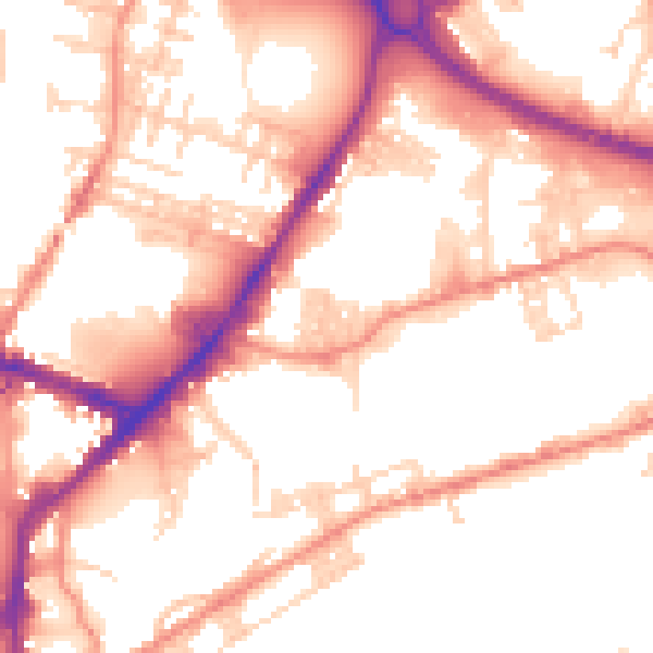 Daytime road noise heatmap for BD21 4JA