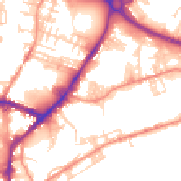Daytime road noise heatmap for BD21 4JB