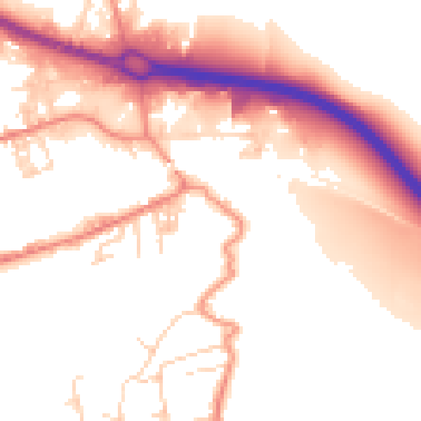 Daytime road noise heatmap for BD21 4NA