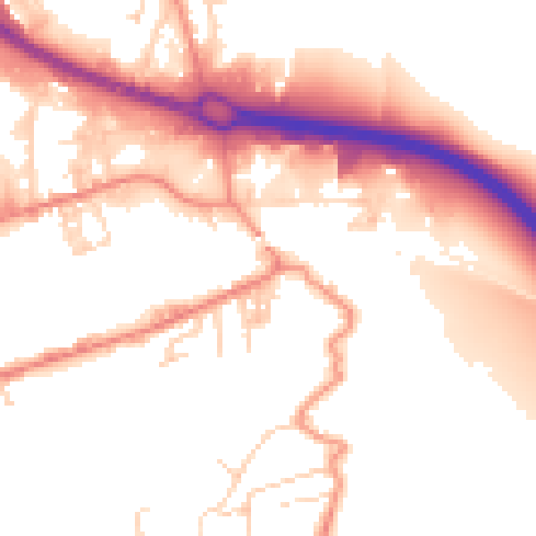 Daytime road noise heatmap for BD21 4NG