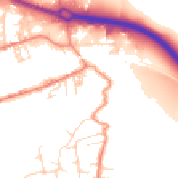 Daytime road noise heatmap for BD21 4NR
