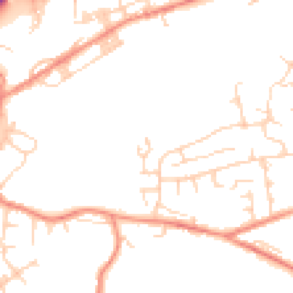 Daytime road noise heatmap for BD21 4PB