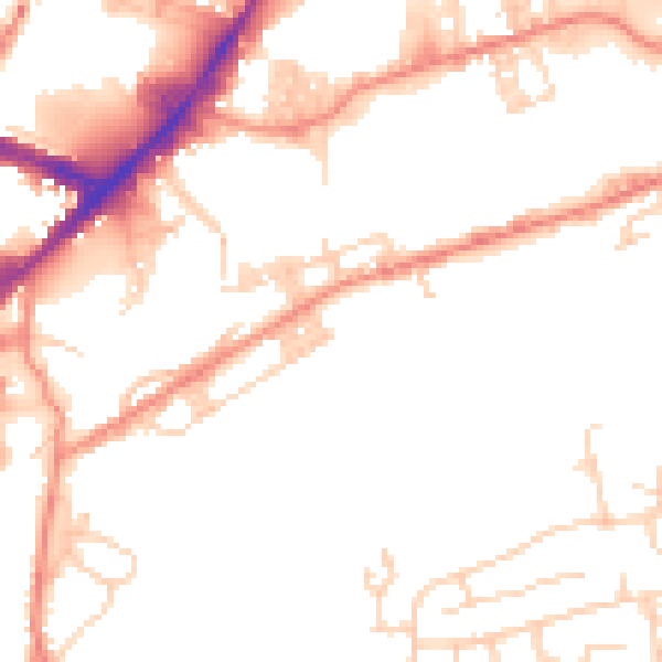Daytime road noise heatmap for BD21 4PS