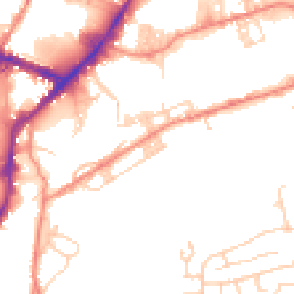 Daytime road noise heatmap for BD21 4PX