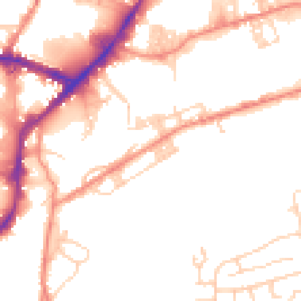 Daytime road noise heatmap for BD21 4QB