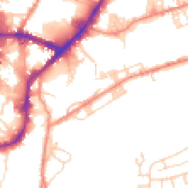 Daytime road noise heatmap for BD21 4QD