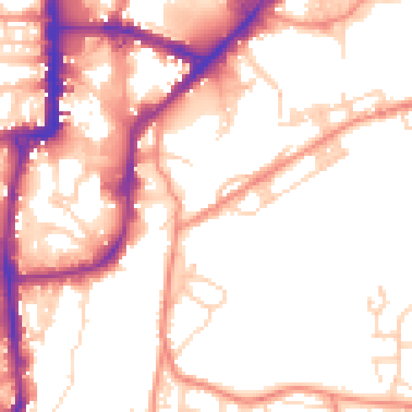 Daytime road noise heatmap for BD21 4QR