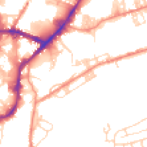 Daytime road noise heatmap for BD21 4QS